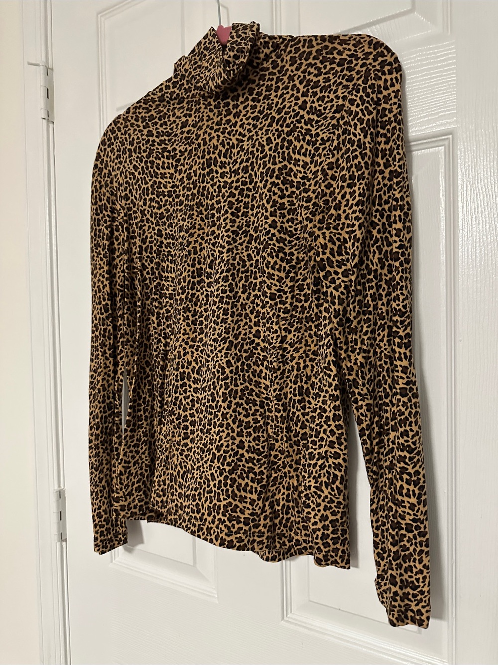 J Crew Factory Tissue Turtleneck, Leopard Print, Size Medium/M